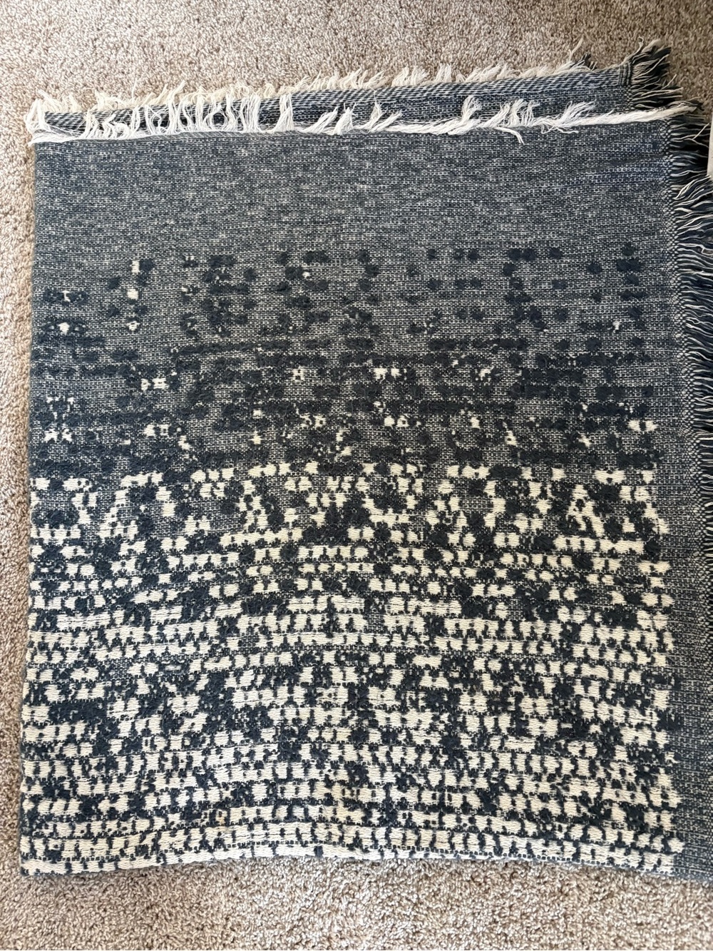 Nordstrom at Home Indigo/Navy and Cream Woven Fringe Throw